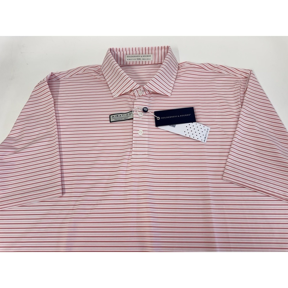 NWT Holderness & Bourne Turnbull Stripe AIRATION Golf Polo Shirt Mens XXL $118 - Picture 4 of 12